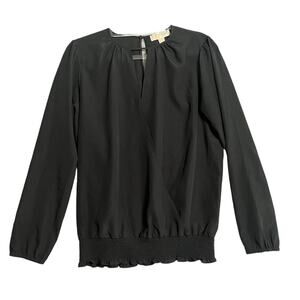 Michael Kors Blouson Crossover Top Womens Medium Black Long Sleeve  Career Work